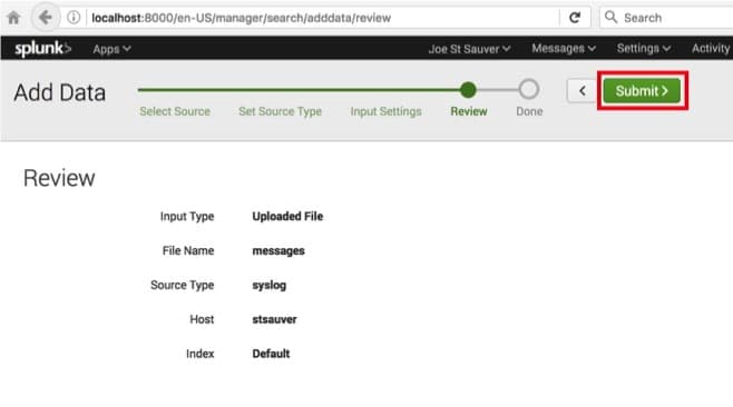 Uploading data to Splunk