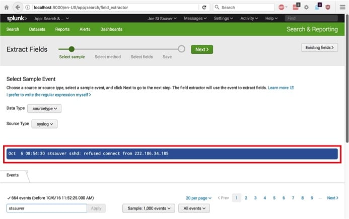 Extracting a field from data in Splunk