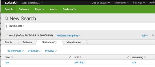 Checking DNSDB available query quota