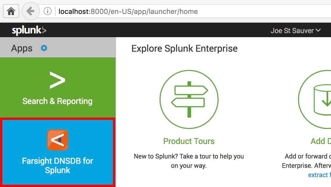 Starting Farsight DNSDB for Splunk Ad Hoc Query Interface