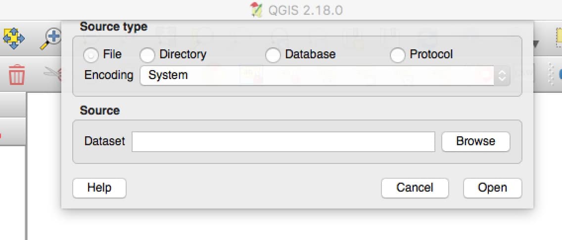 The QGIS Dialog Box to Add A Vector Layer