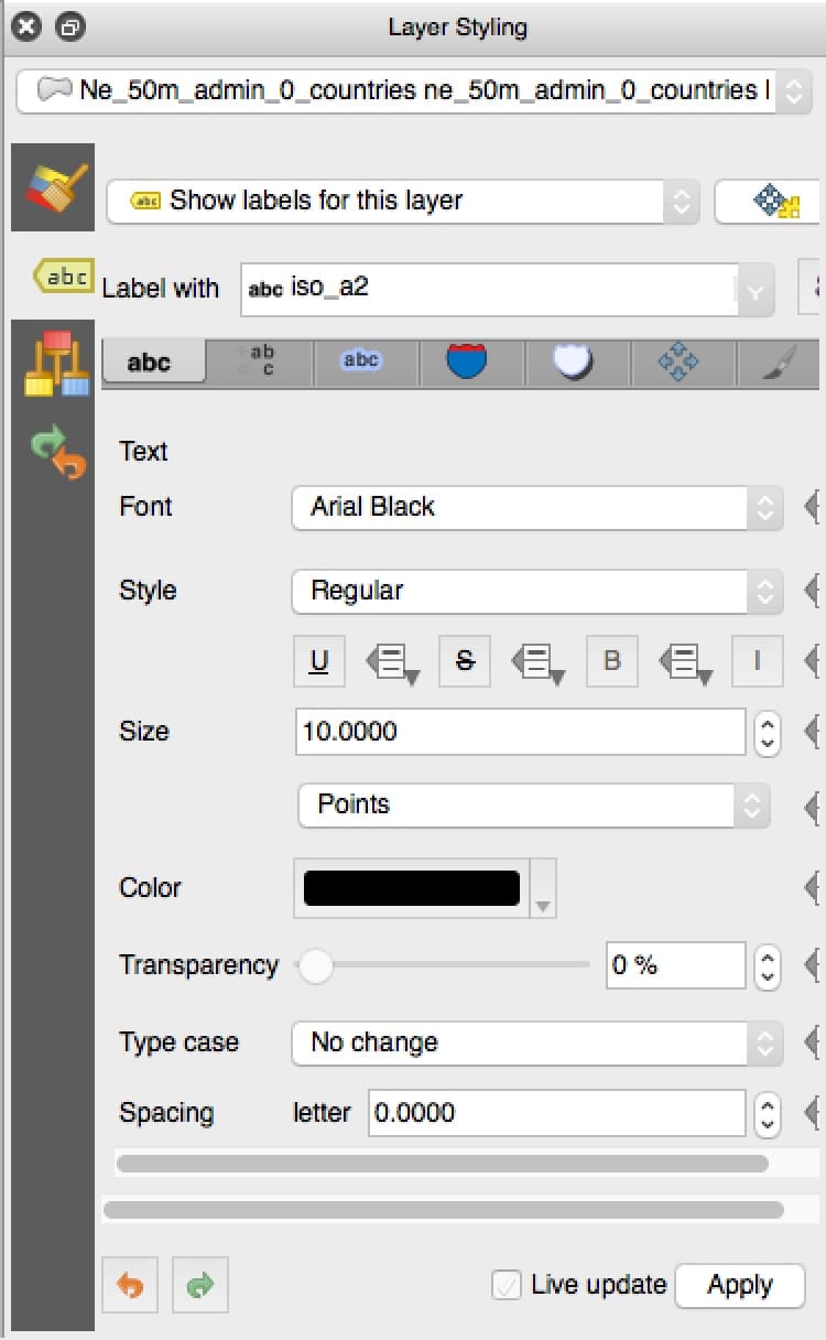 Enabling 2 Letter Country Code Labels in QGIS