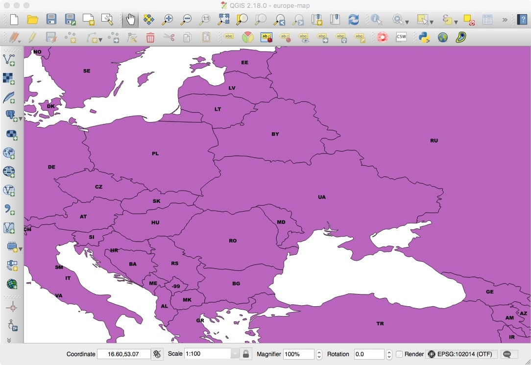 Labeled Basemap of Eastern Europe in QGIS