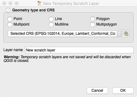 Creating A New Temporary Scratch Layer for Clipping Purposes in QGIS