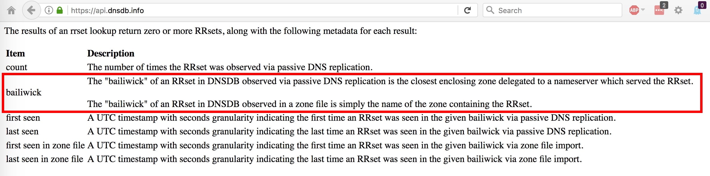More DNSDB API Information from https://api.dnsdb.info