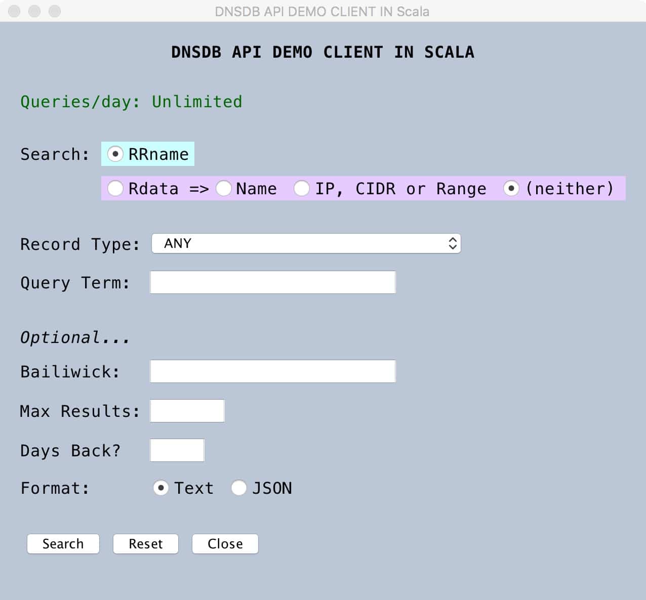 DNSDB API Demo Client in Scala