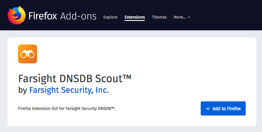 Figure1 Farsight DNSDB Scout for Firefox installation