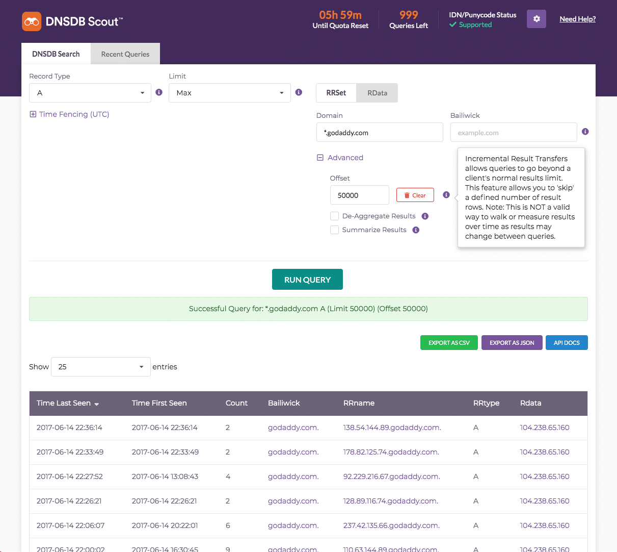 Figure3 The Incremental Result Transfers feature allows queries to go beyond a client's results limit