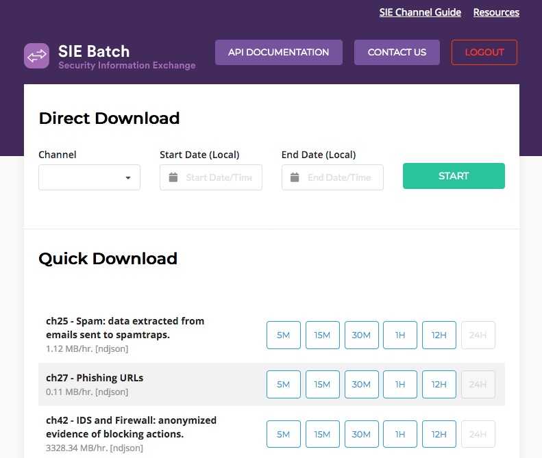 SIE Batch download screen