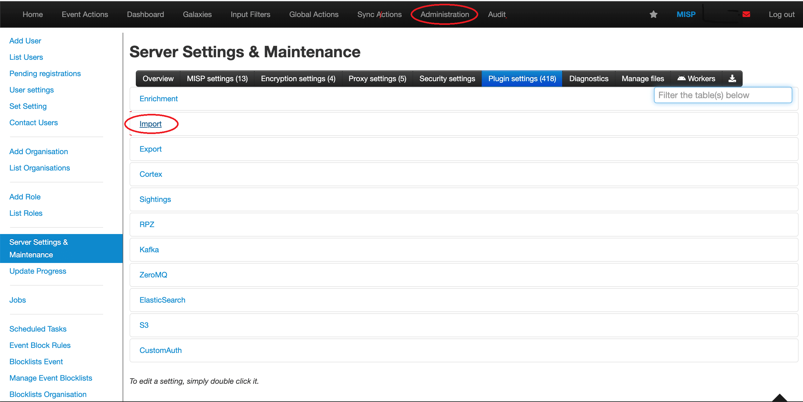 Figure1 Server Settings and Maintenance screenshot
