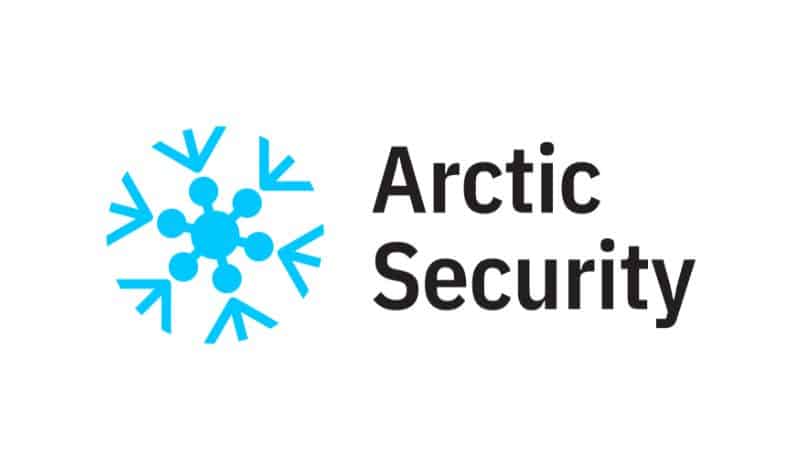 Logo of arctic security featuring a stylized blue snowflake icon next to the words "arctic security" in gray text on a white background.