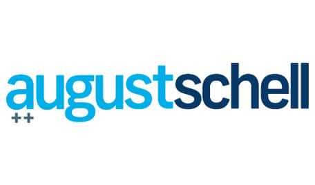 The logo of august schell, featuring the company name in lowercase blue letters, with a double plus sign in gray after the name.