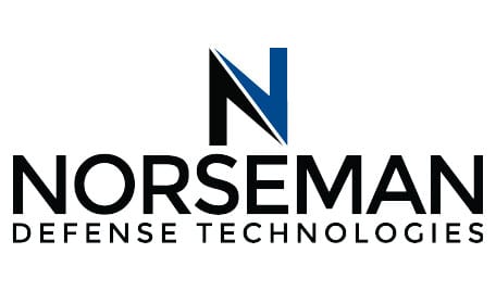 Logo of norseman defense technologies featuring a bold, blue letter 'n' next to the company name in black uppercase letters.