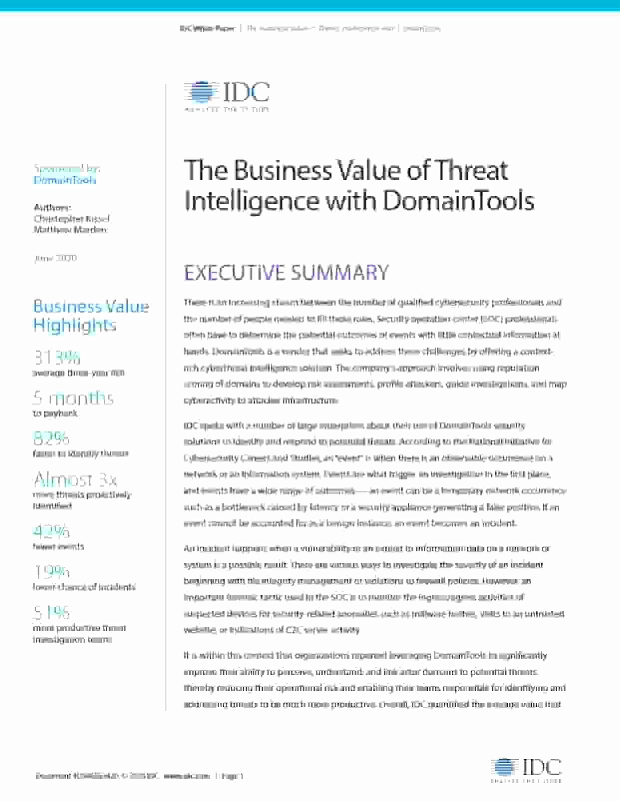 The Business Value of Threat Intelligence with DomainTools Report
