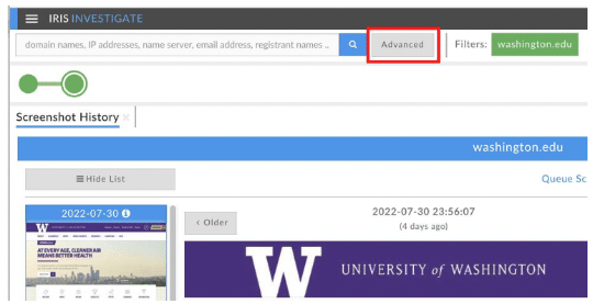 Illustration 5. Selecting Advanced Search