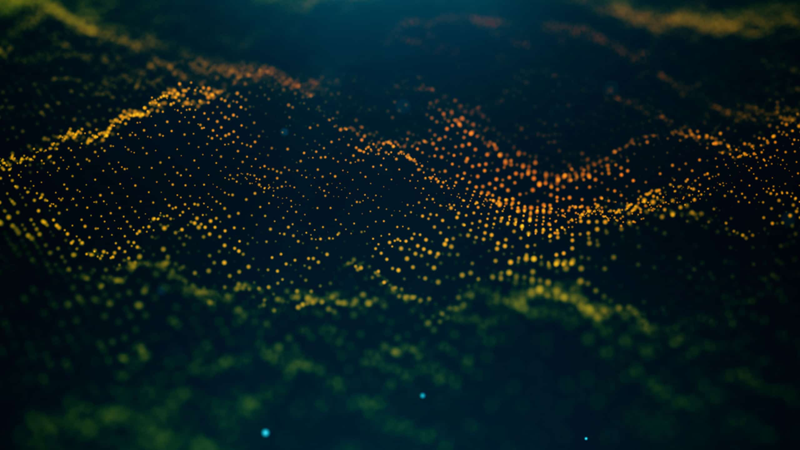 A digital image depicting a glowing grid landscape with yellow and orange lights, resembling a night view of a densely populated area or a complex data network from above.