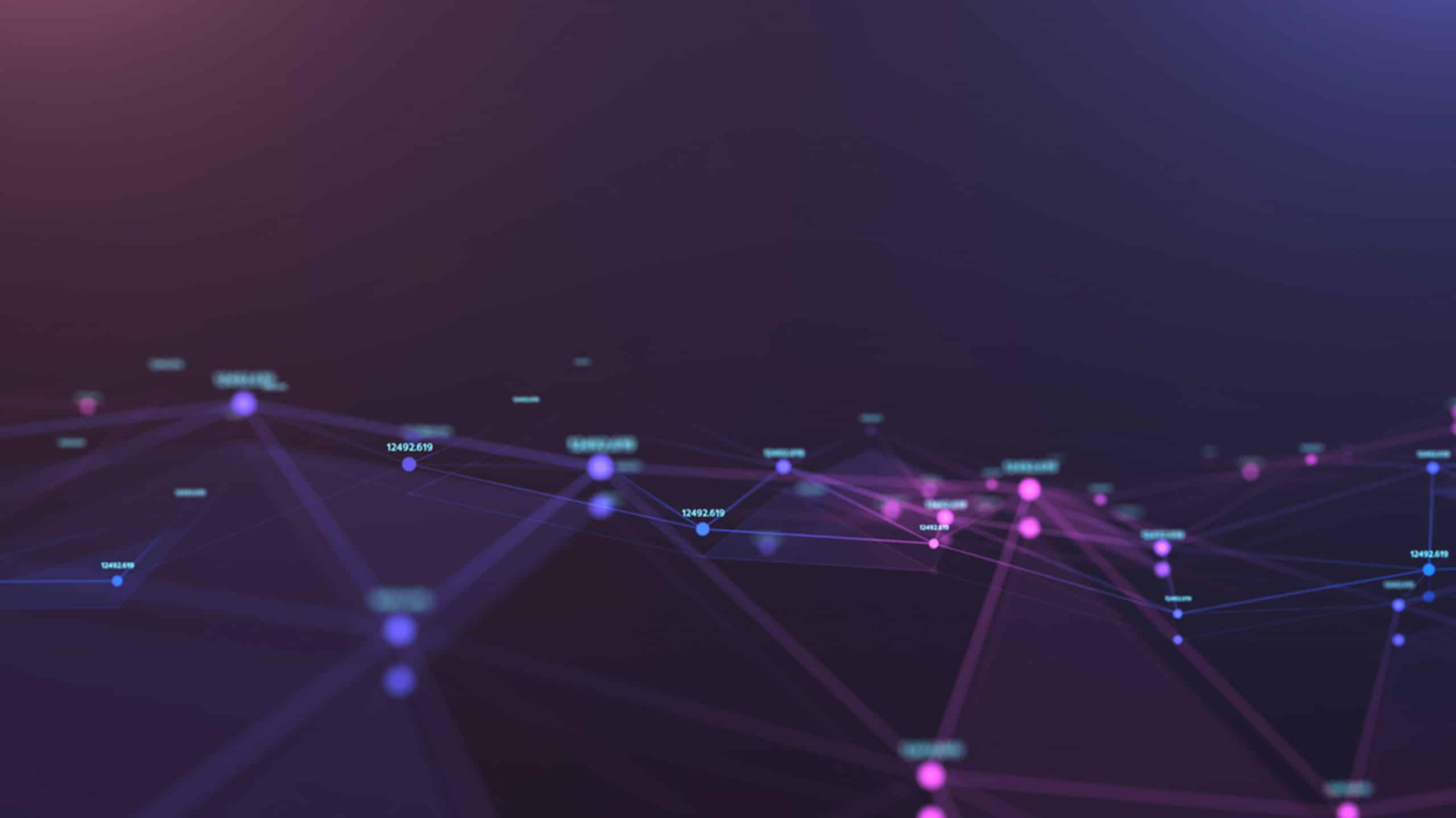 Abstract digital network background featuring interconnected nodes labeled with Debian 11 technical terms, highlighted in pink and blue colors on a dark gradient background.