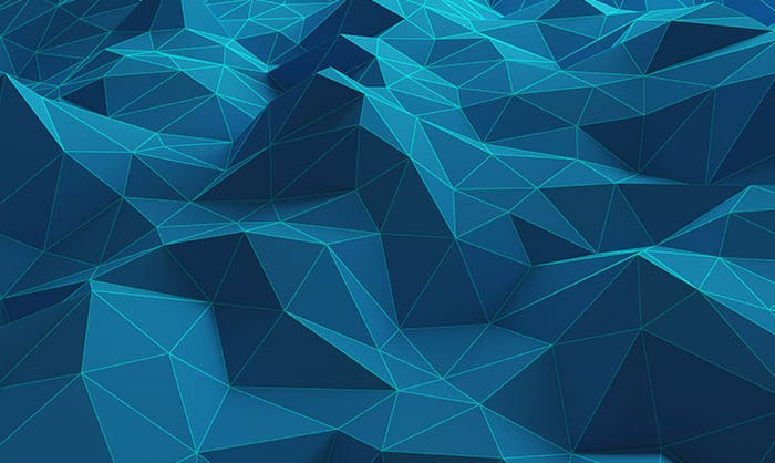 An abstract geometric background featuring a complex network of interconnected blue polygons with glowing edges, creating a dynamic and futuristic three-dimensional surface, emblematic of the DNSDB API Version 2 topology.