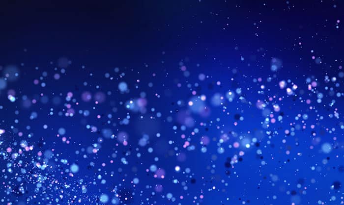 A digital illustration of a dark blue background with scattered sparkling light particles and bokeh in shades of blue and pink, creating a dreamy, starry effect, enhanced by perceptual hashes.