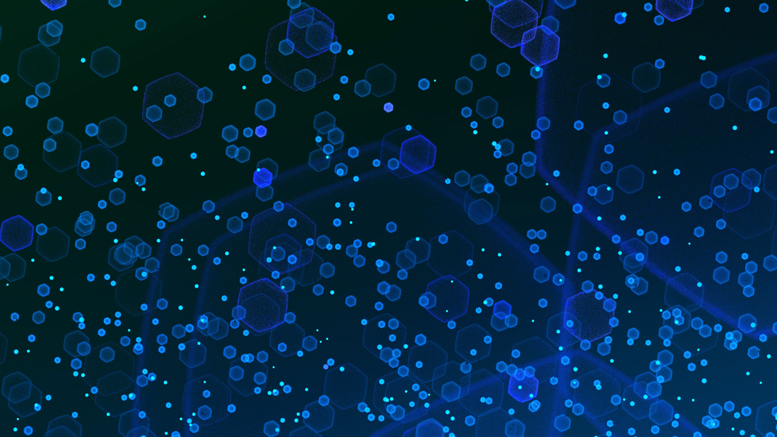 hexagon of blue color, with dark background