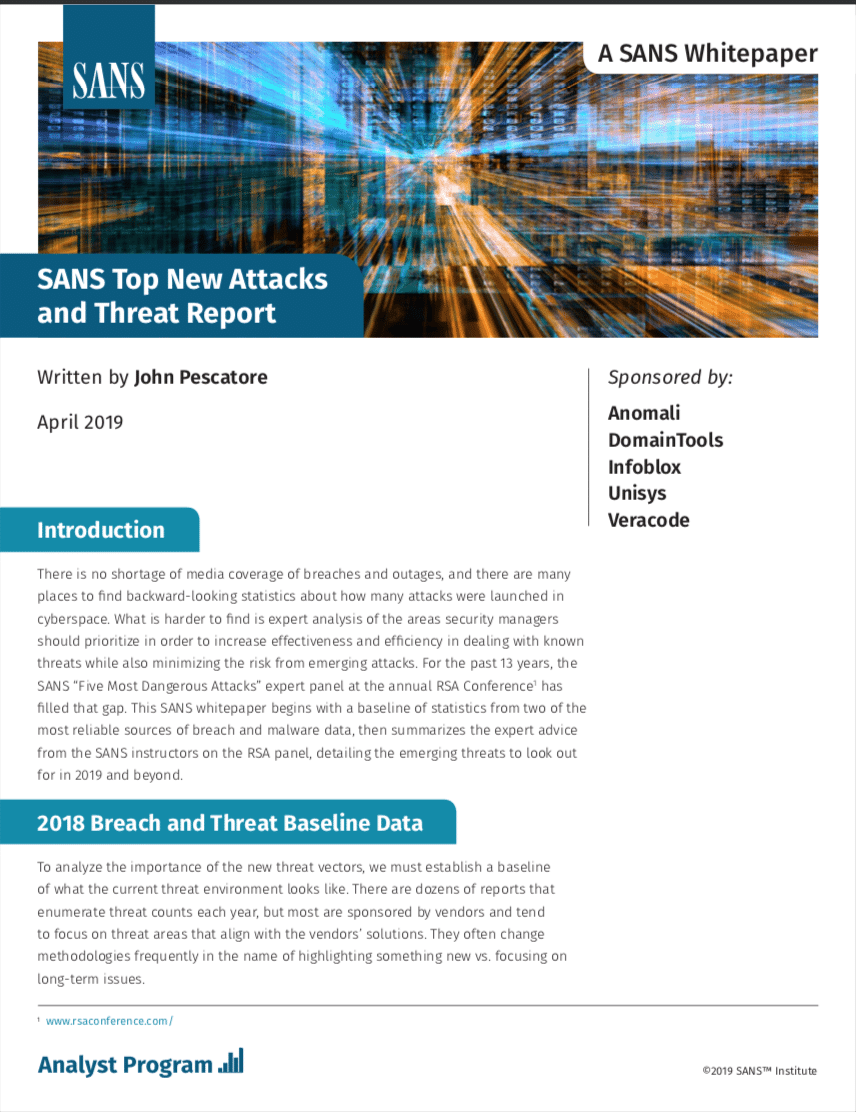 SANS Top New Attacks and Threat Report